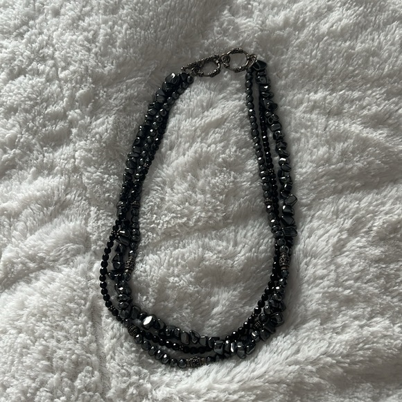 Silpada triple strand Hematite and black Onyx Necklace - Picture 4 of 8